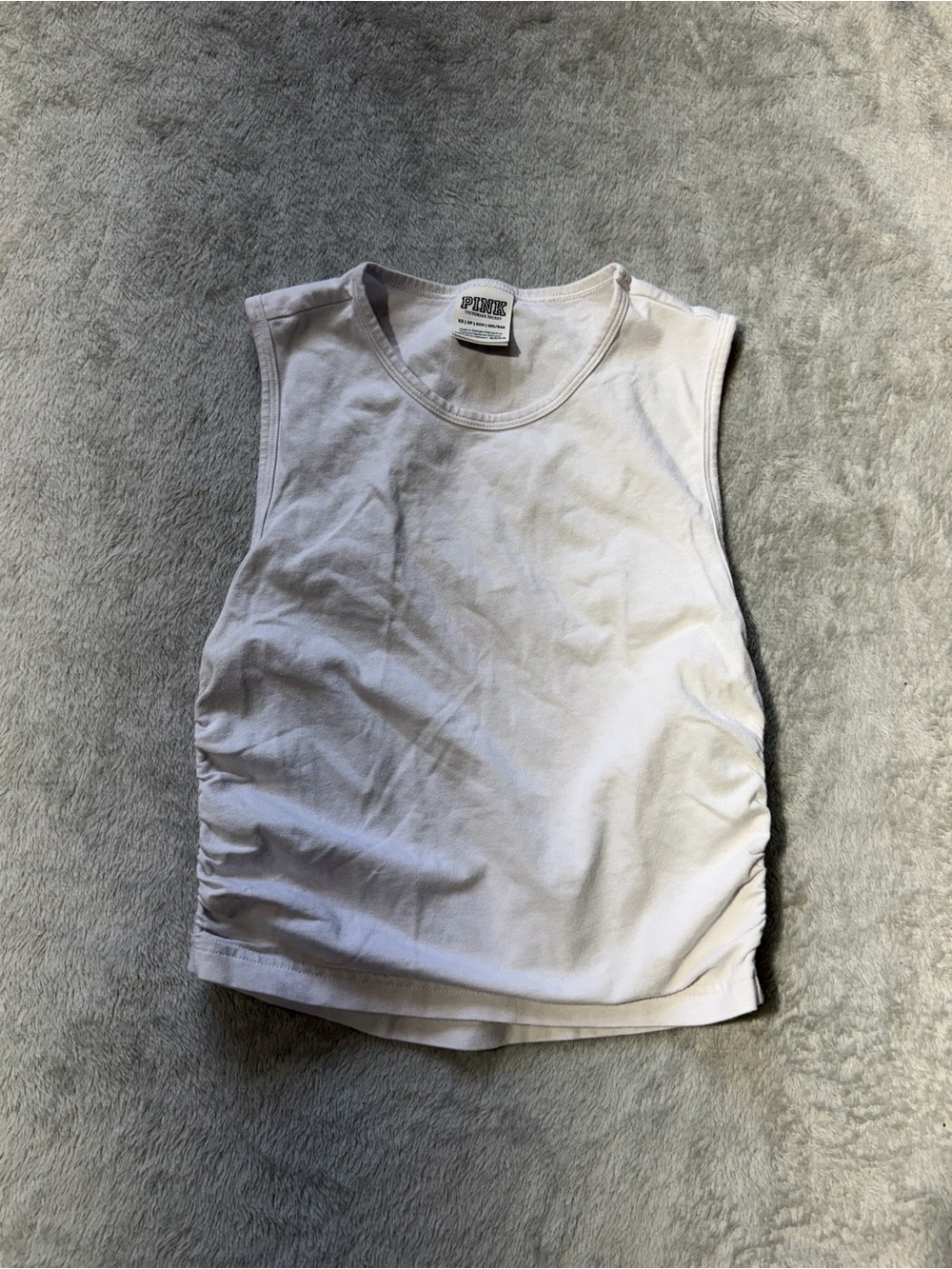 PINK Victoria's Secret White Ruched Side Tank Top